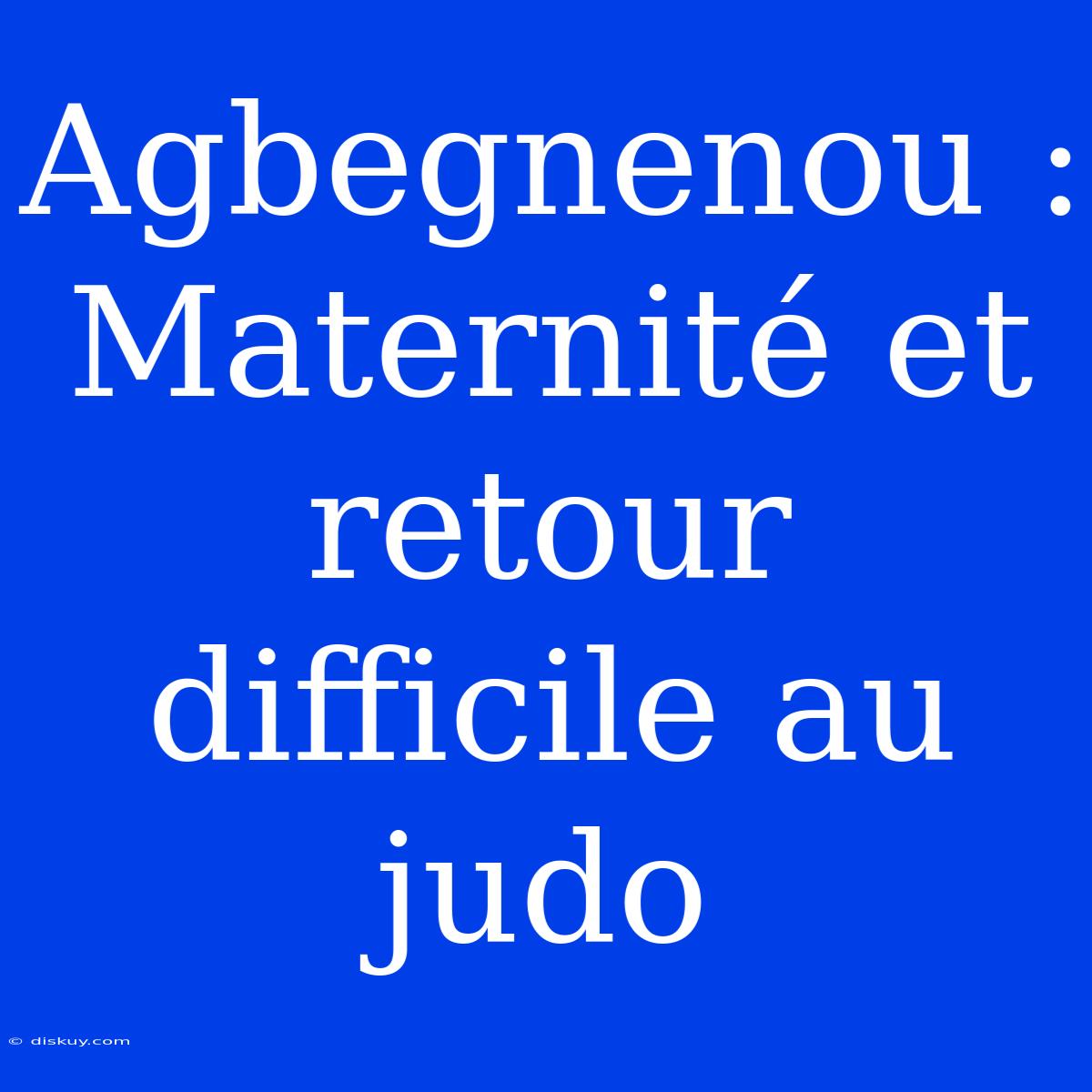 Agbegnenou : Maternité Et Retour Difficile Au Judo