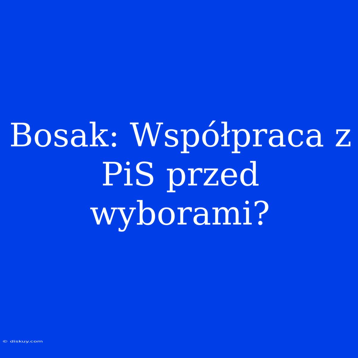 Bosak: Współpraca Z PiS Przed Wyborami?