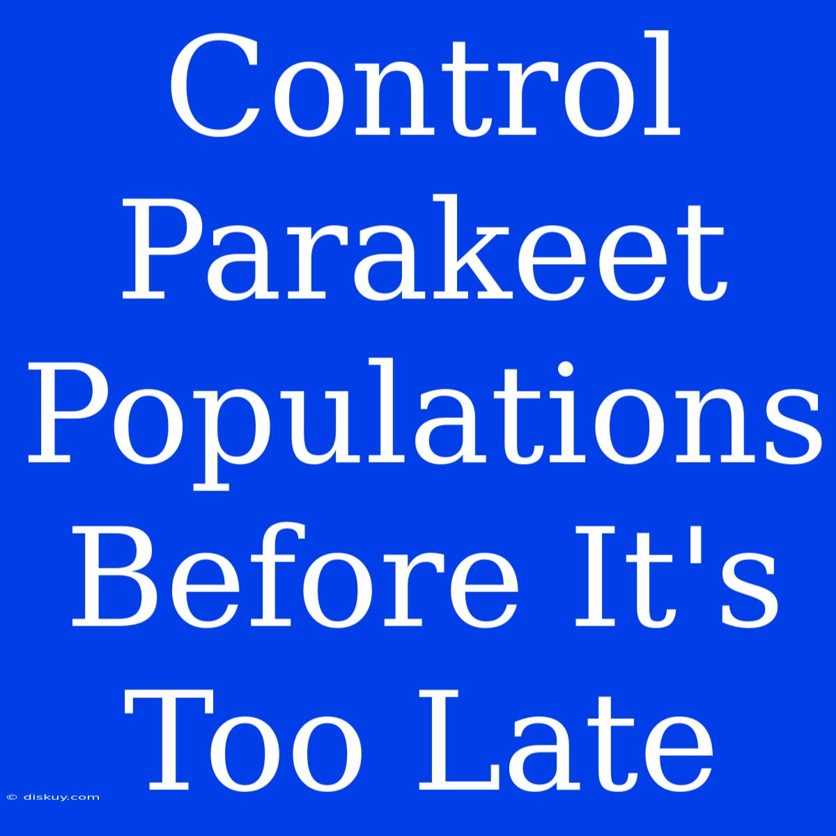 Control Parakeet Populations Before It's Too Late