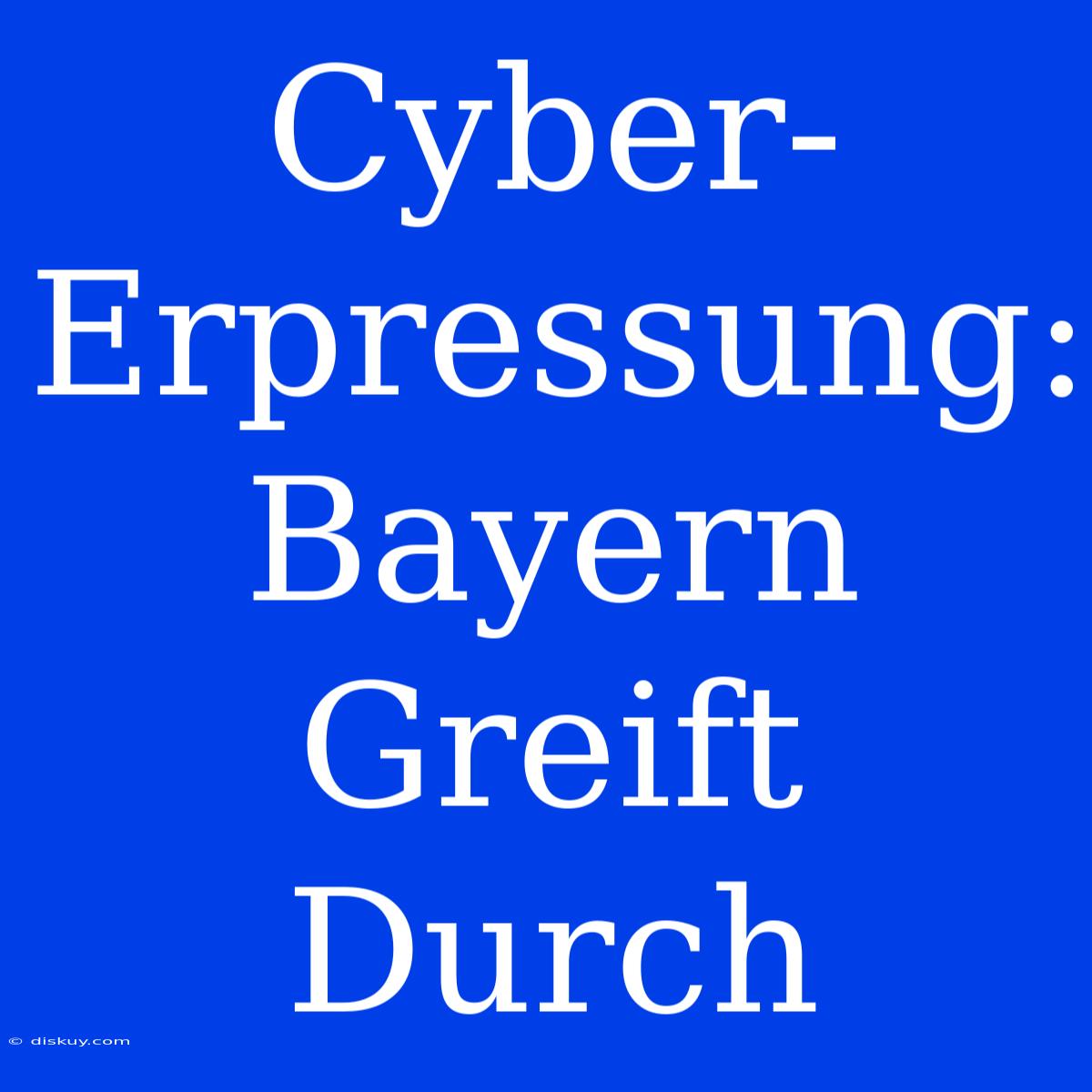 Cyber-Erpressung: Bayern Greift Durch