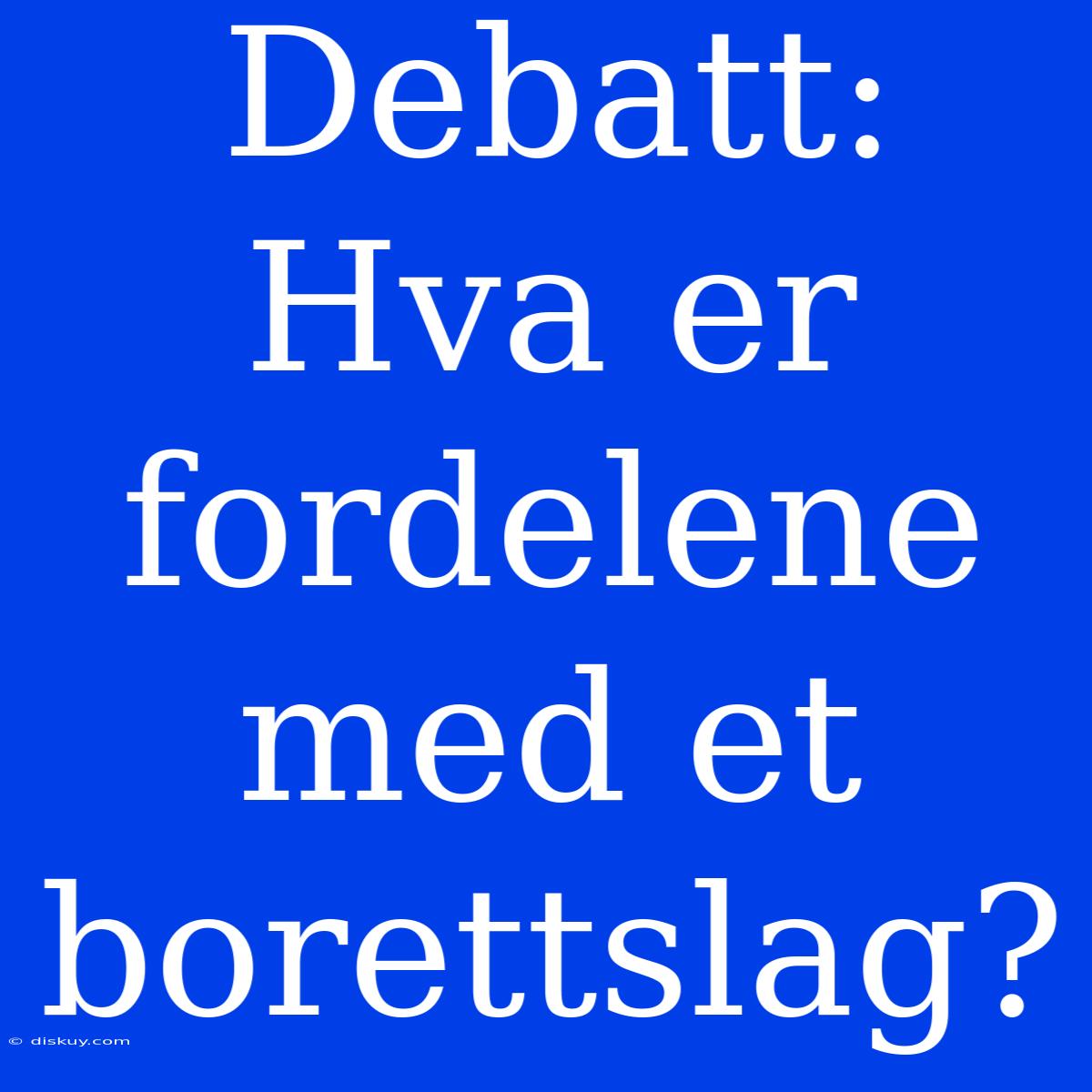 Debatt: Hva Er Fordelene Med Et Borettslag?