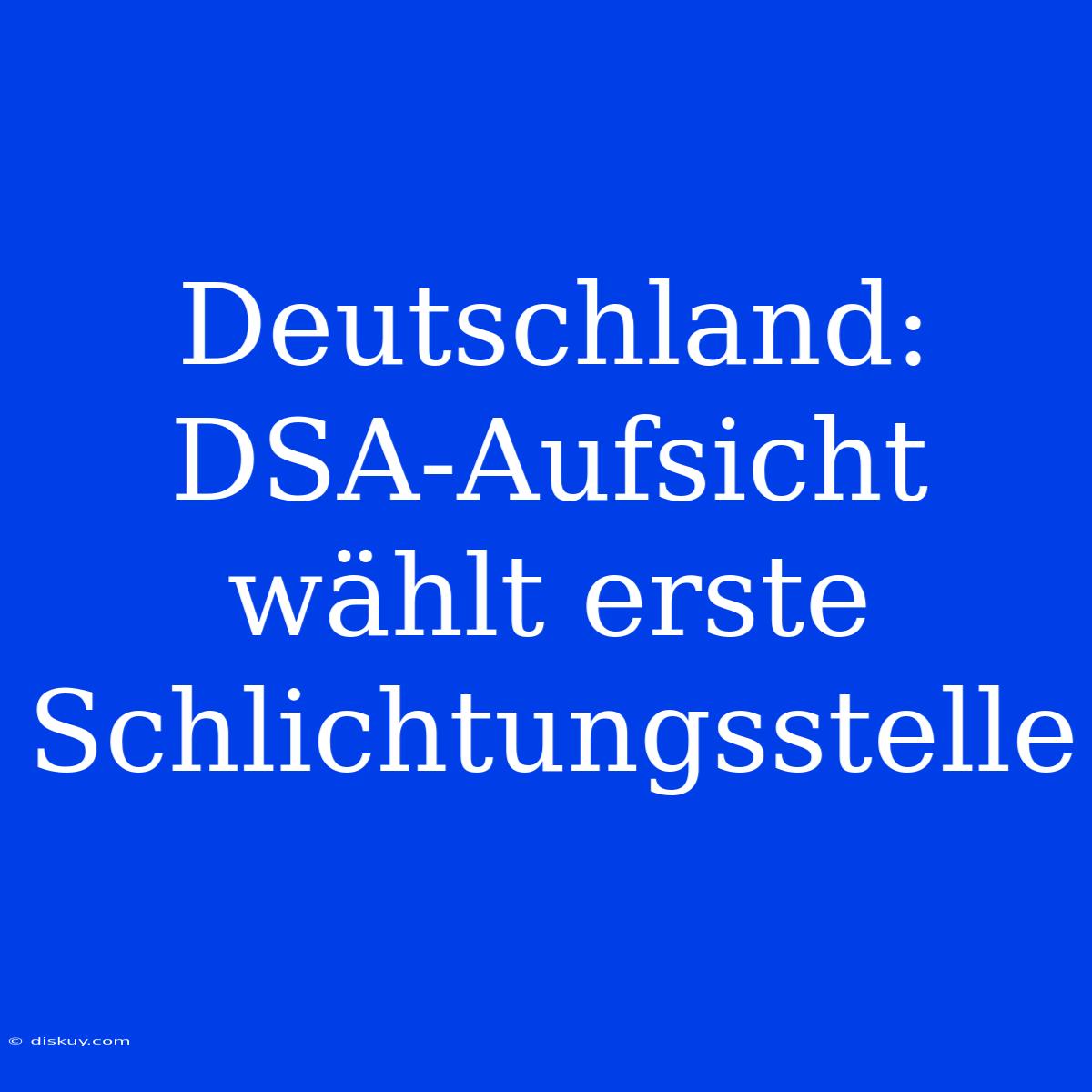 Deutschland: DSA-Aufsicht Wählt Erste Schlichtungsstelle