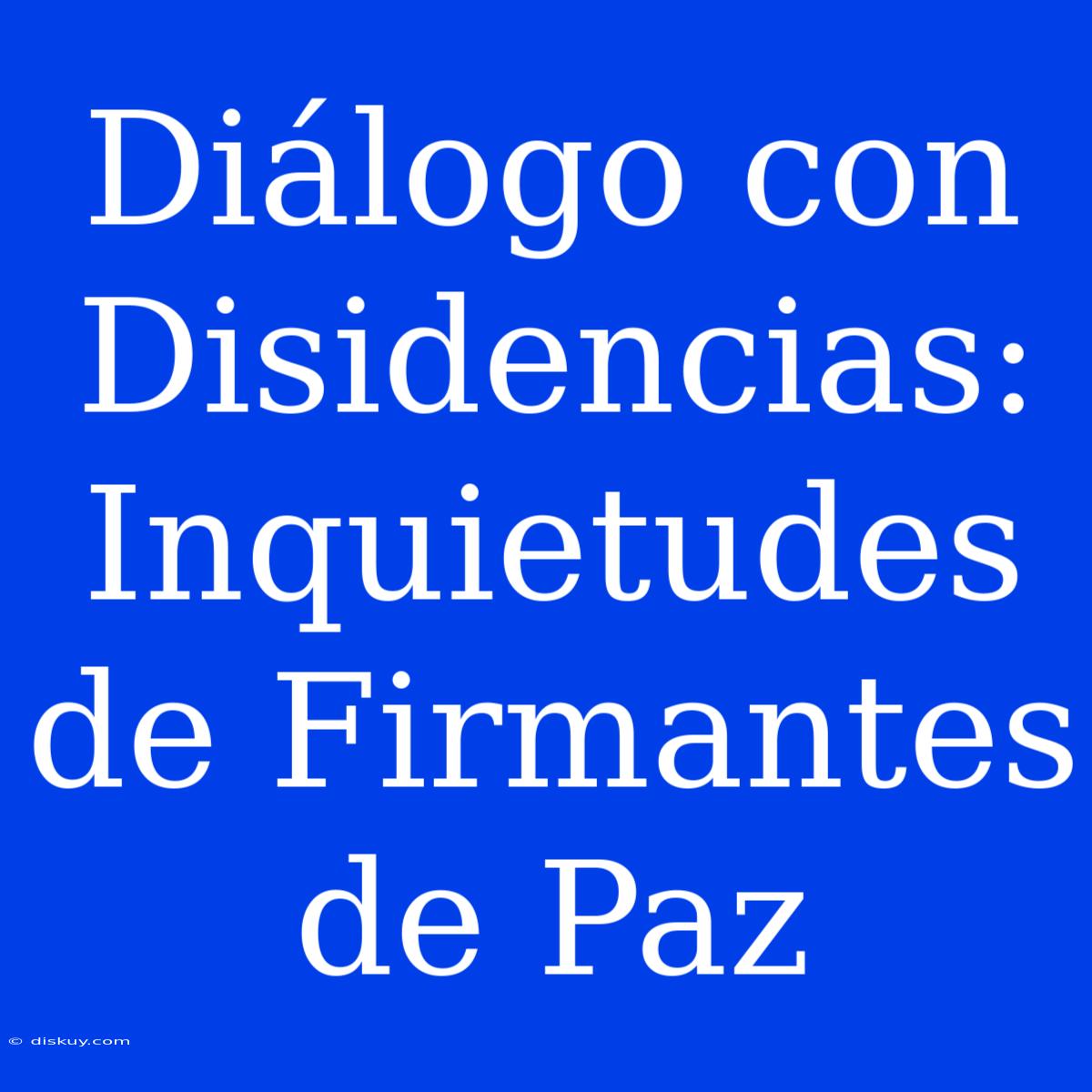 Diálogo Con Disidencias: Inquietudes De Firmantes De Paz