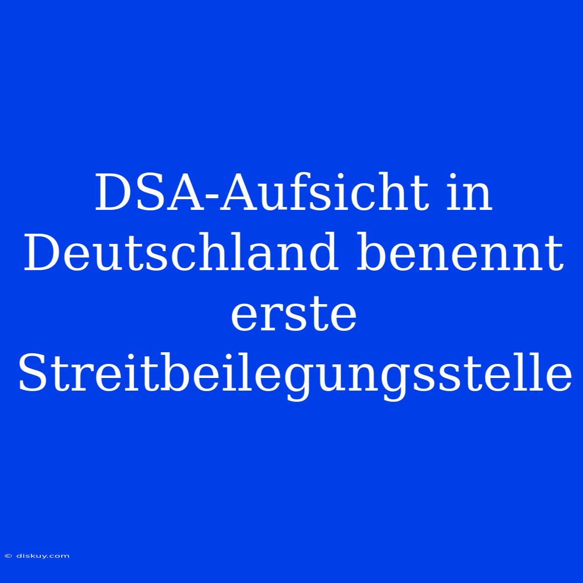 DSA-Aufsicht In Deutschland Benennt Erste Streitbeilegungsstelle