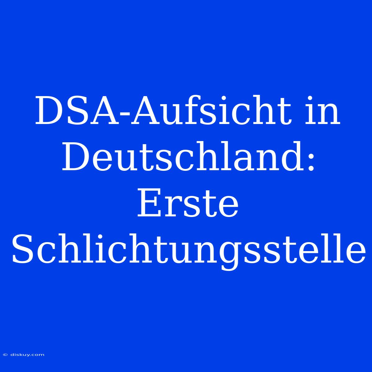 DSA-Aufsicht In Deutschland: Erste Schlichtungsstelle