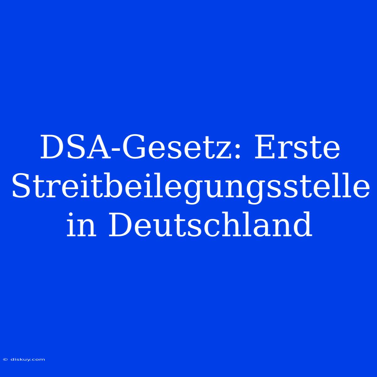 DSA-Gesetz: Erste Streitbeilegungsstelle In Deutschland