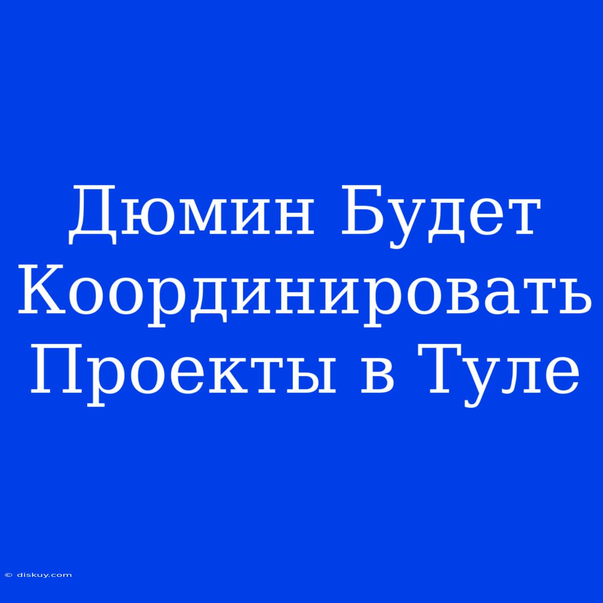 Дюмин Будет Координировать Проекты В Туле