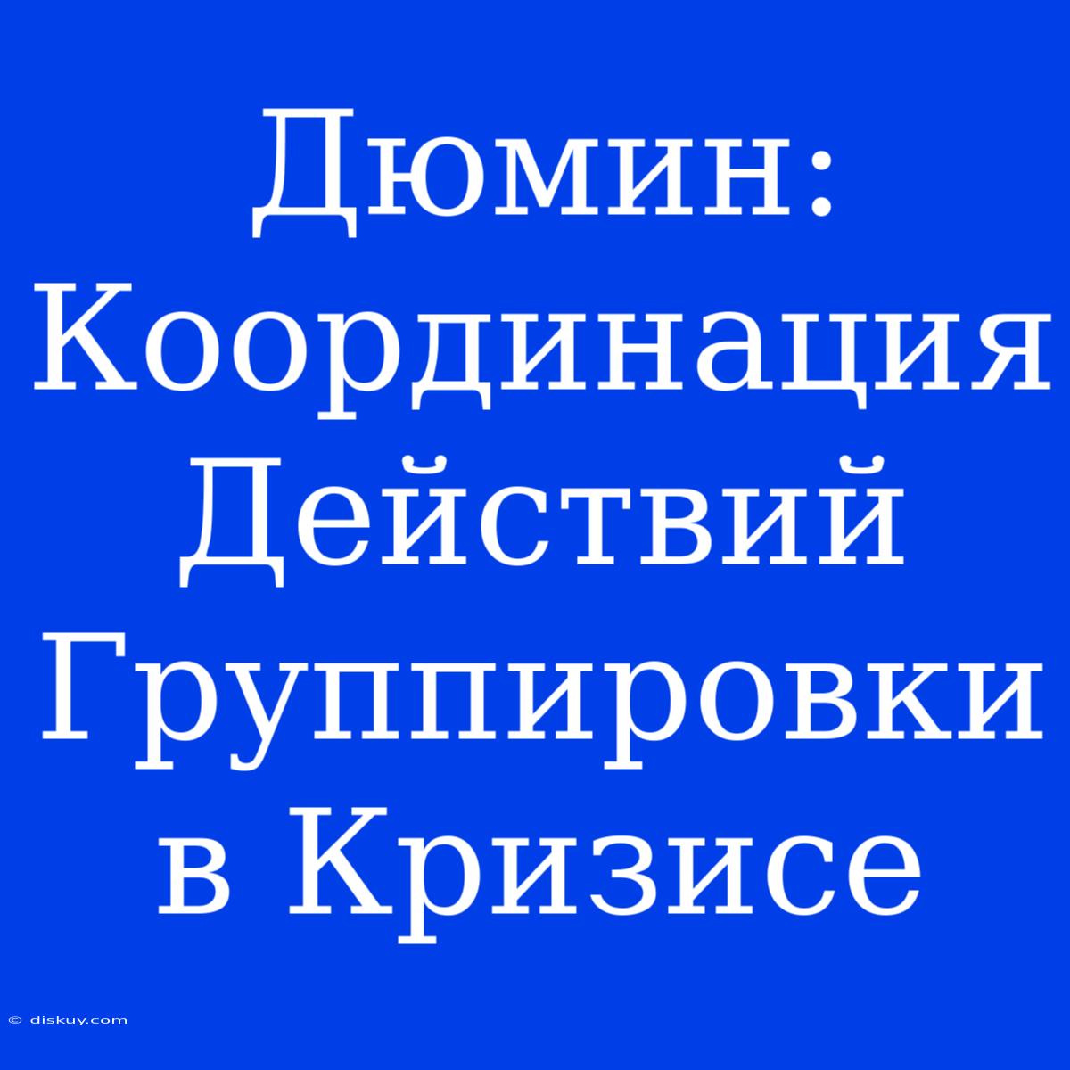 Дюмин: Координация Действий Группировки В Кризисе