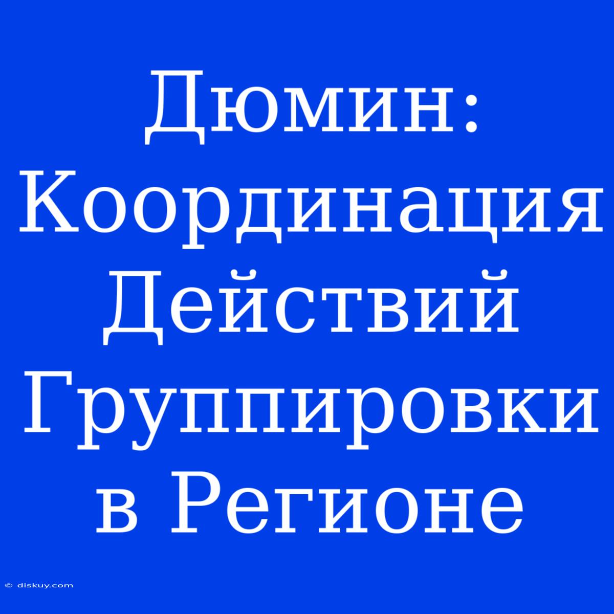 Дюмин: Координация Действий Группировки В Регионе