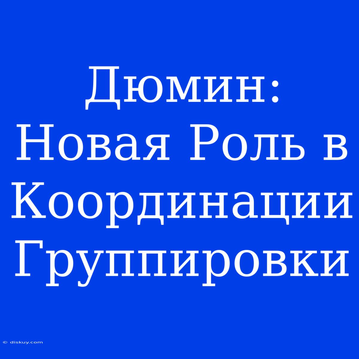 Дюмин: Новая Роль В Координации Группировки