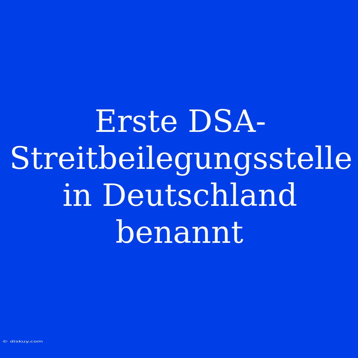 Erste DSA-Streitbeilegungsstelle In Deutschland Benannt