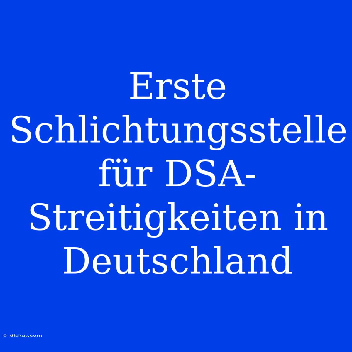 Erste Schlichtungsstelle Für DSA-Streitigkeiten In Deutschland