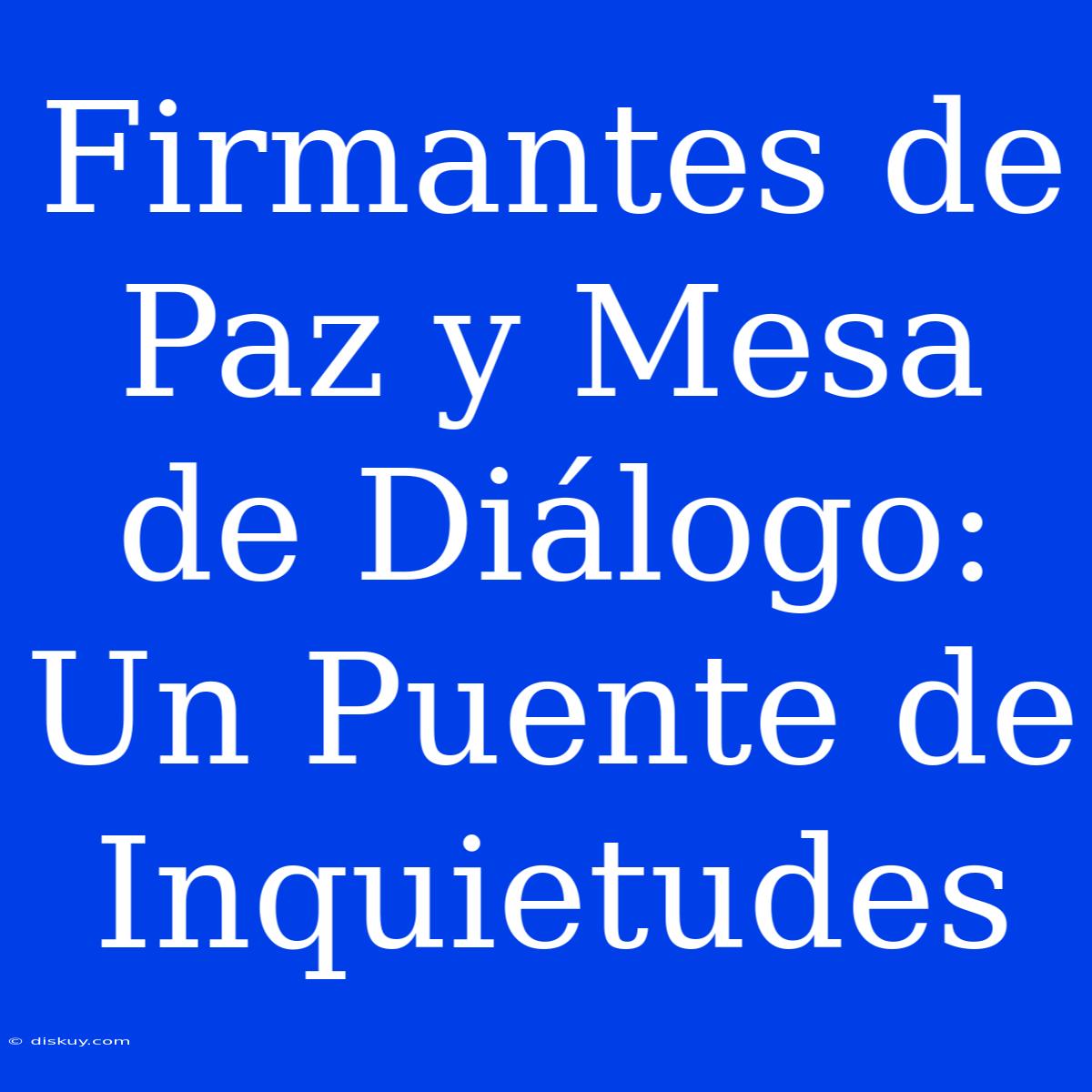 Firmantes De Paz Y Mesa De Diálogo: Un Puente De Inquietudes