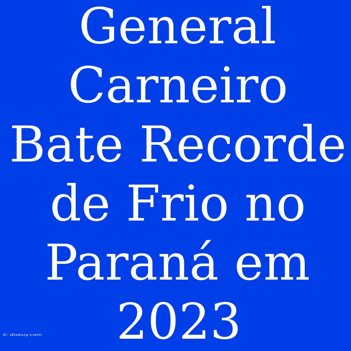 General Carneiro Bate Recorde De Frio No Paraná Em 2023