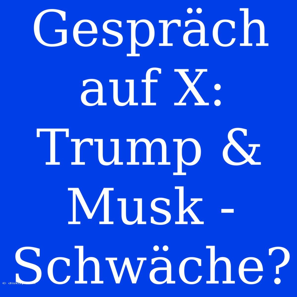 Gespräch Auf X: Trump & Musk - Schwäche?