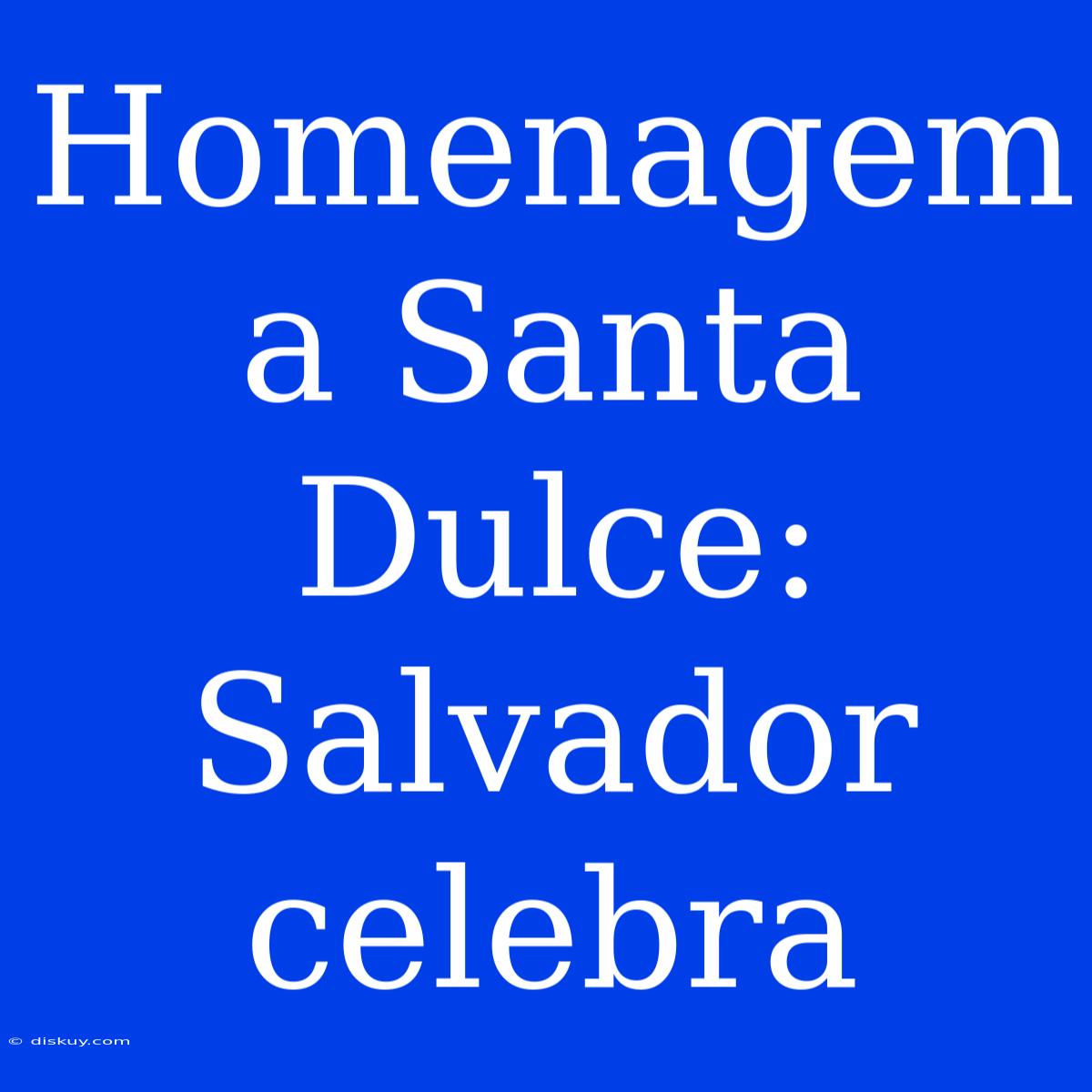 Homenagem A Santa Dulce: Salvador Celebra