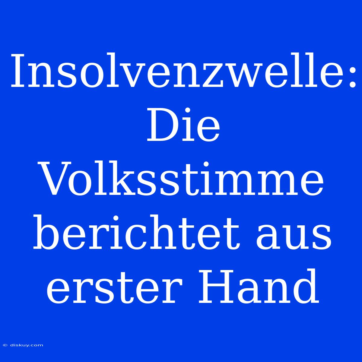 Insolvenzwelle: Die Volksstimme Berichtet Aus Erster Hand