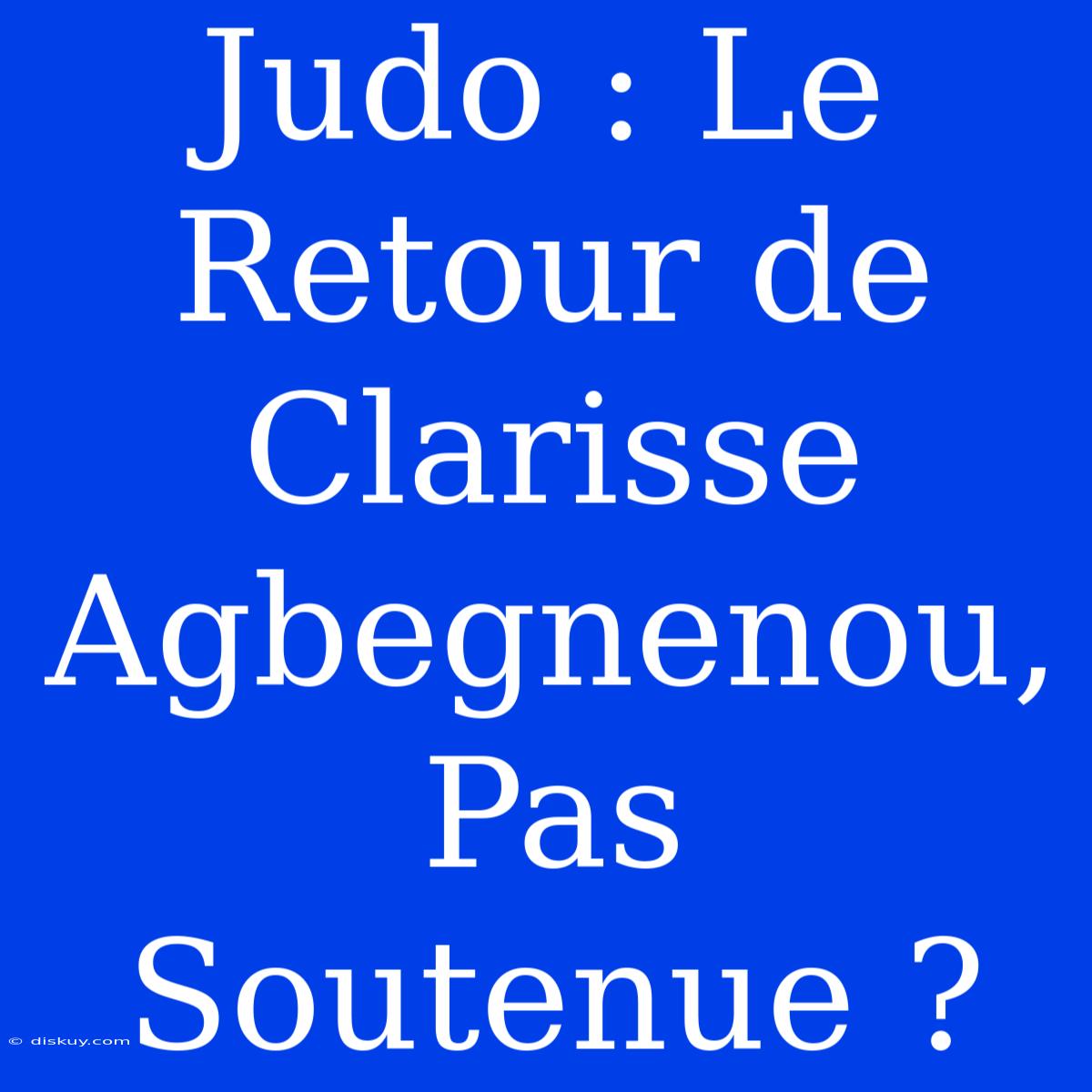 Judo : Le Retour De Clarisse Agbegnenou, Pas Soutenue ?