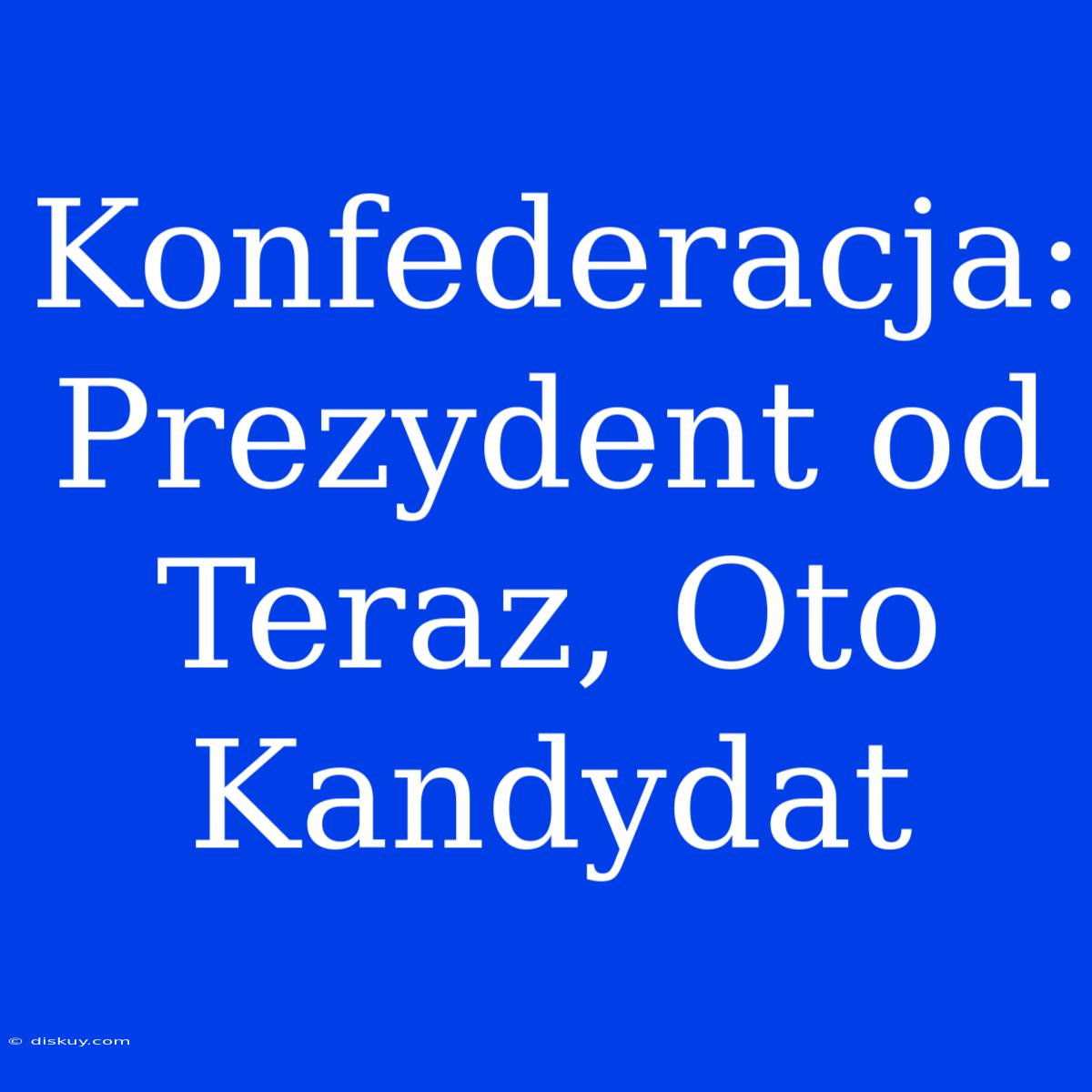 Konfederacja: Prezydent Od Teraz, Oto Kandydat