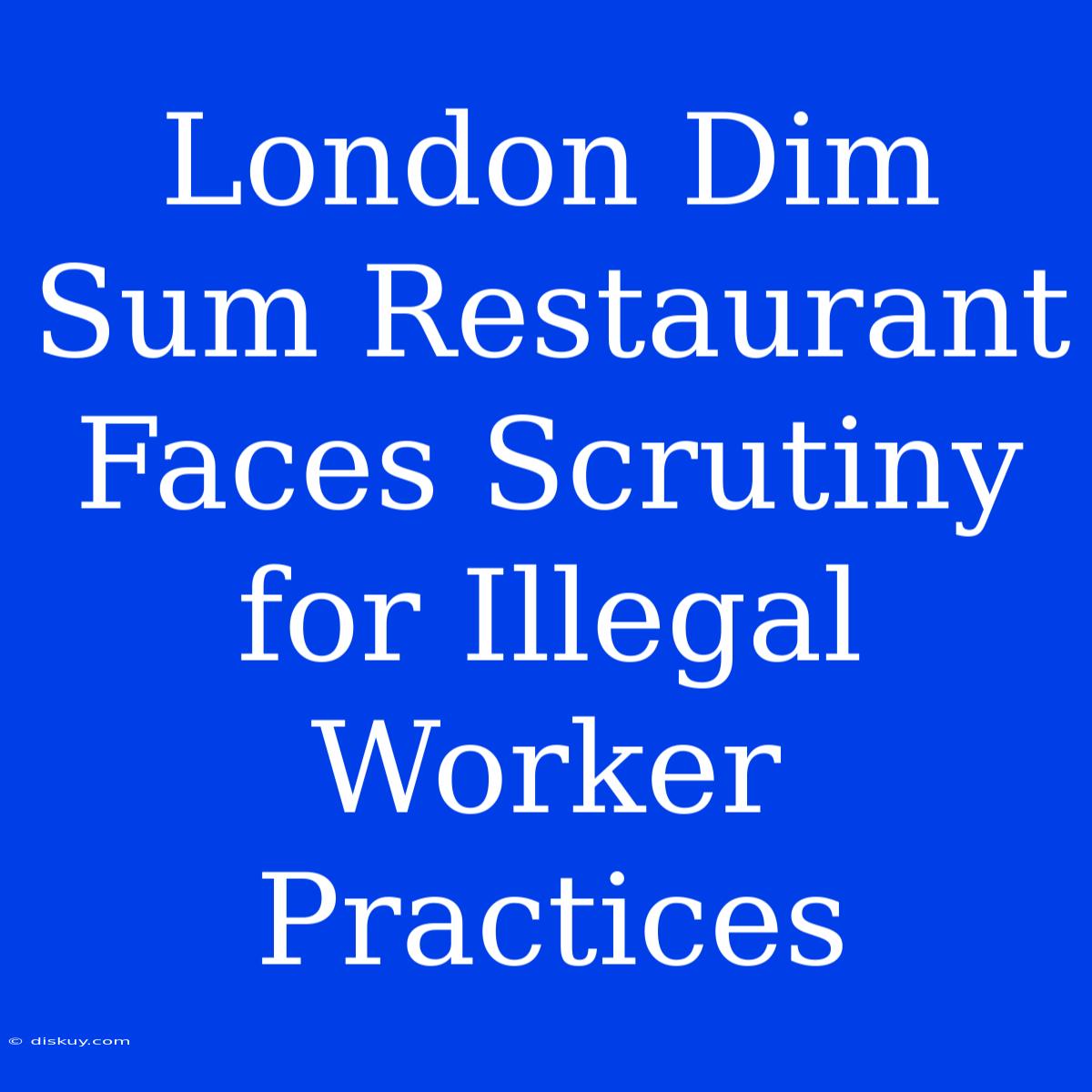 London Dim Sum Restaurant Faces Scrutiny For Illegal Worker Practices