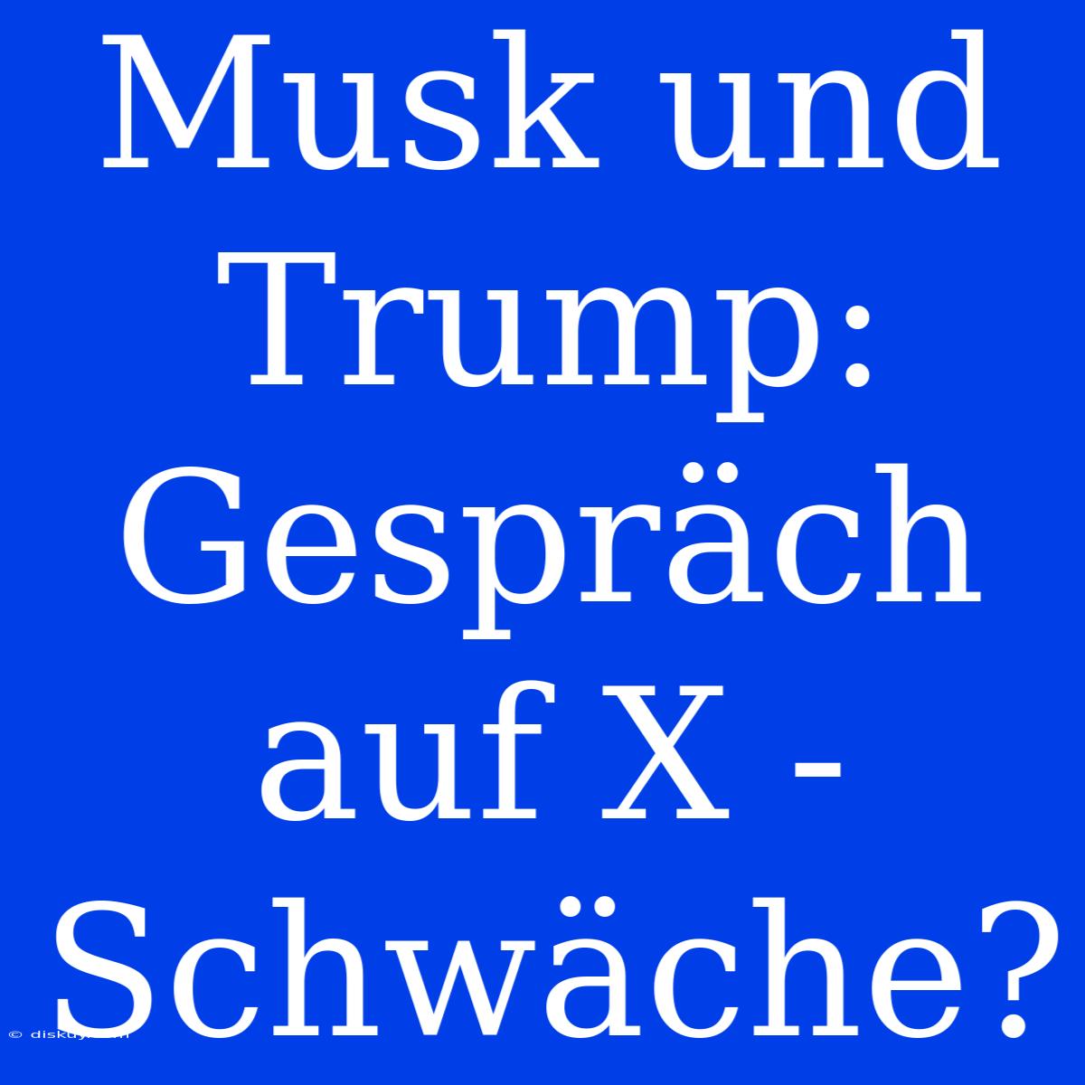 Musk Und Trump: Gespräch Auf X - Schwäche?