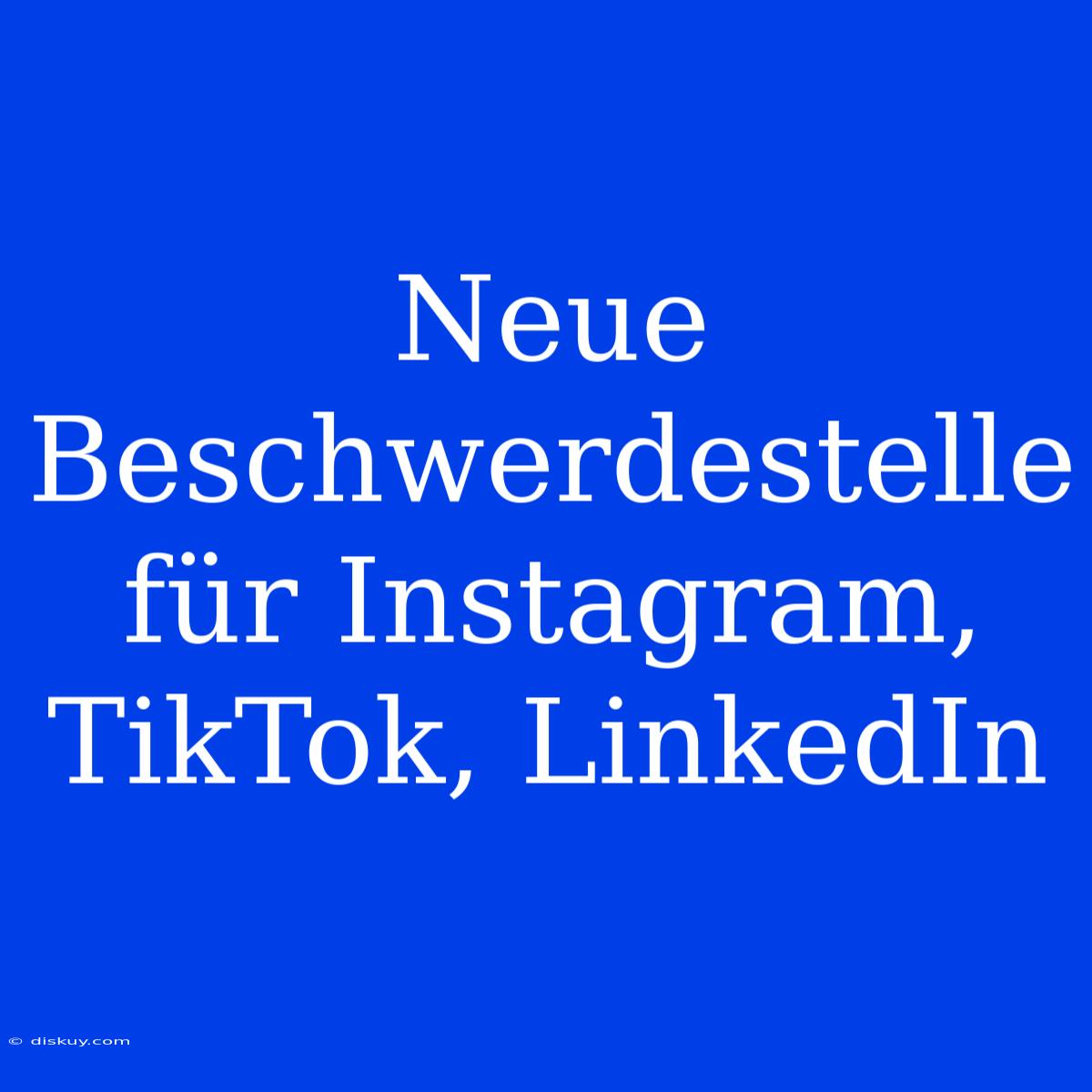 Neue Beschwerdestelle Für Instagram, TikTok, LinkedIn