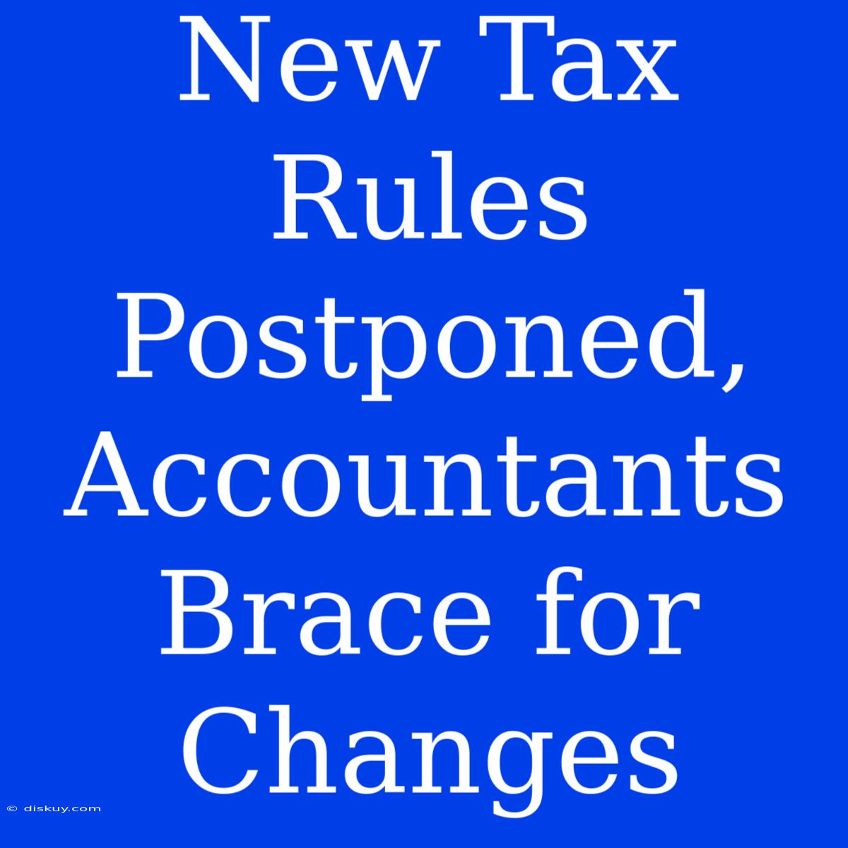 New Tax Rules Postponed, Accountants Brace For Changes