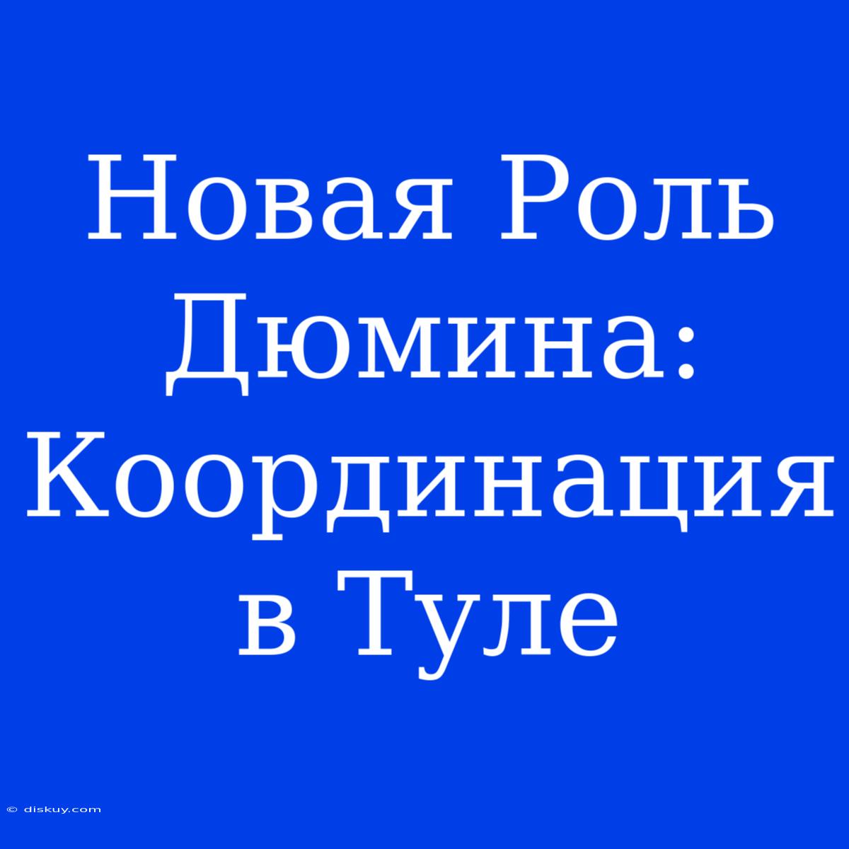 Новая Роль Дюмина: Координация В Туле