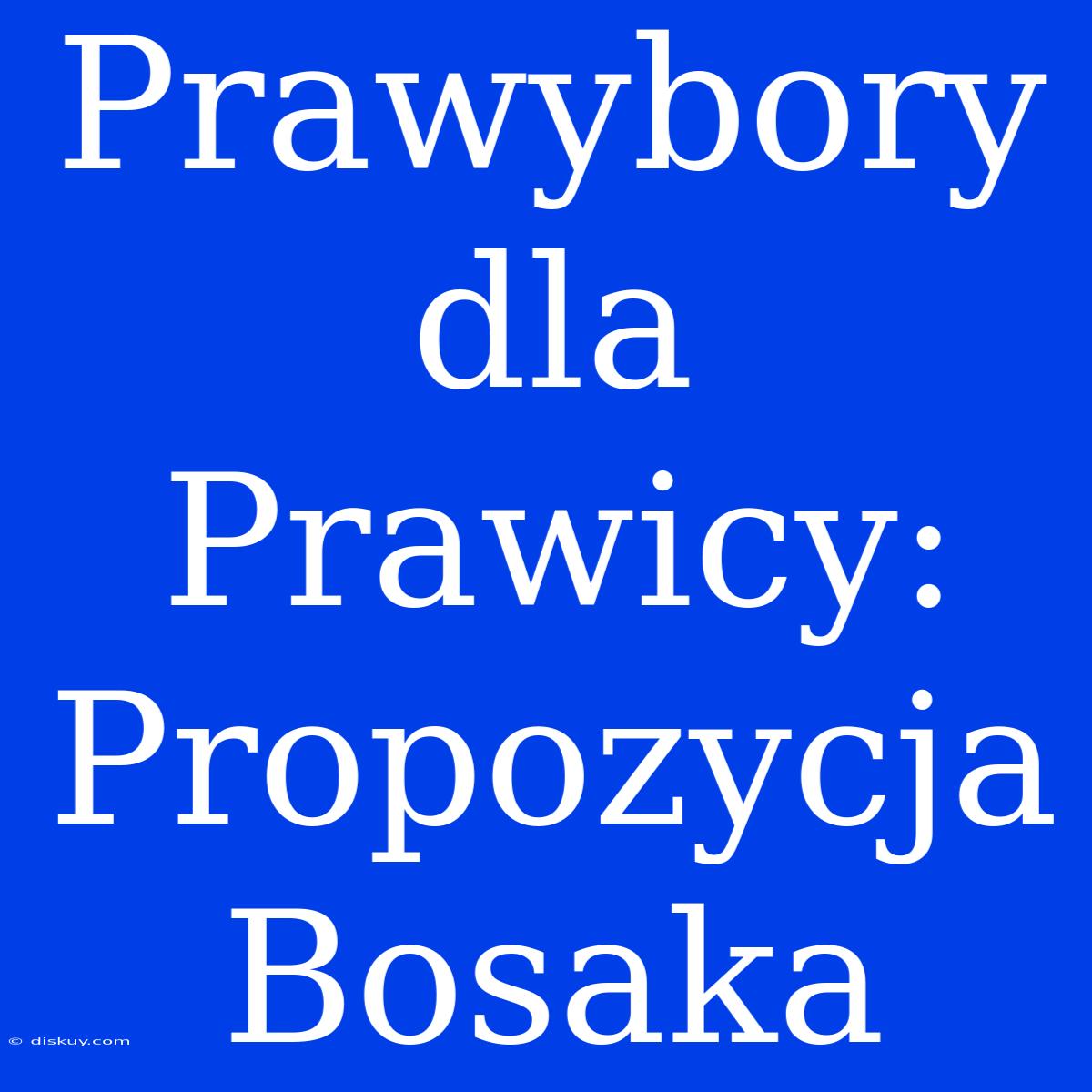 Prawybory Dla Prawicy: Propozycja Bosaka