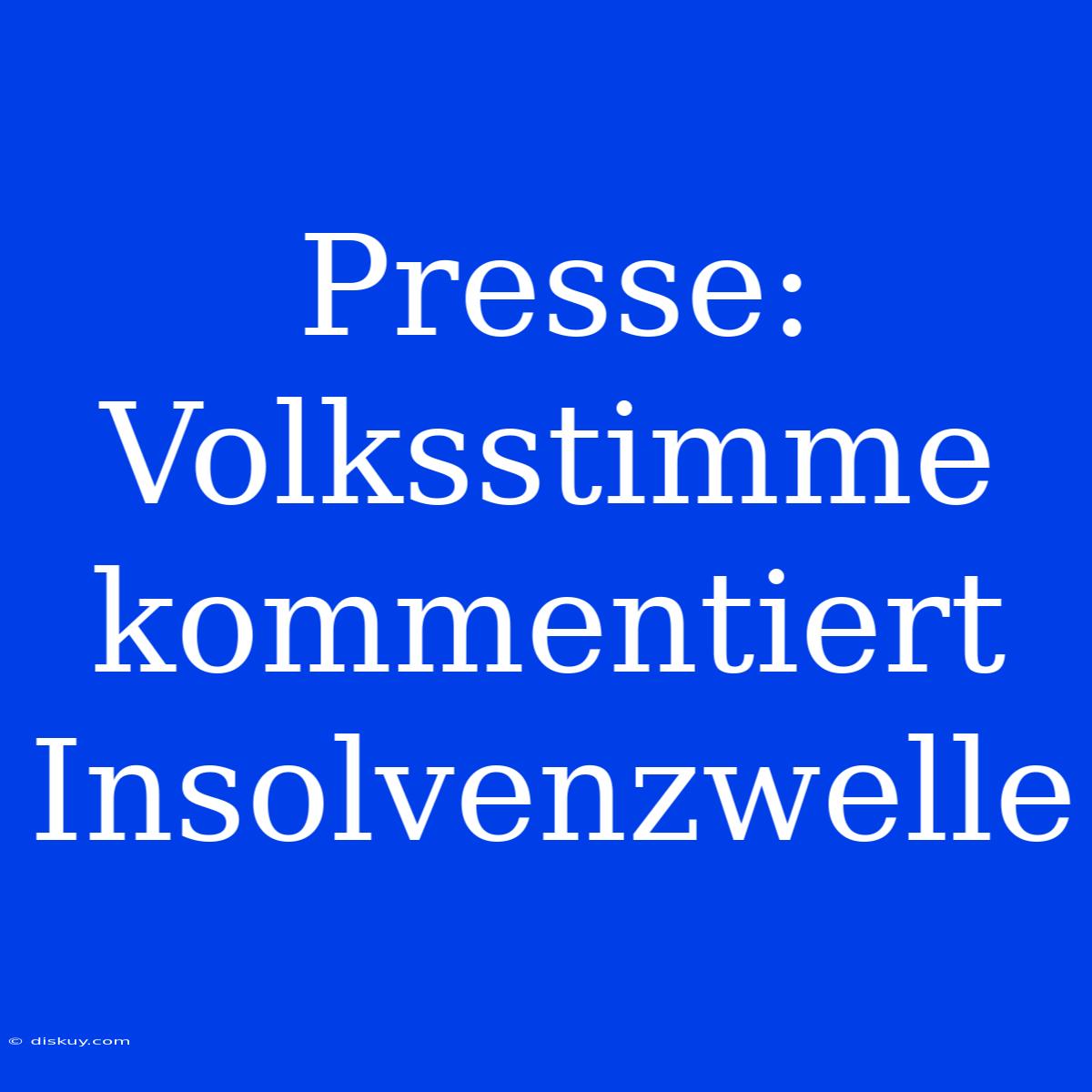 Presse: Volksstimme Kommentiert Insolvenzwelle