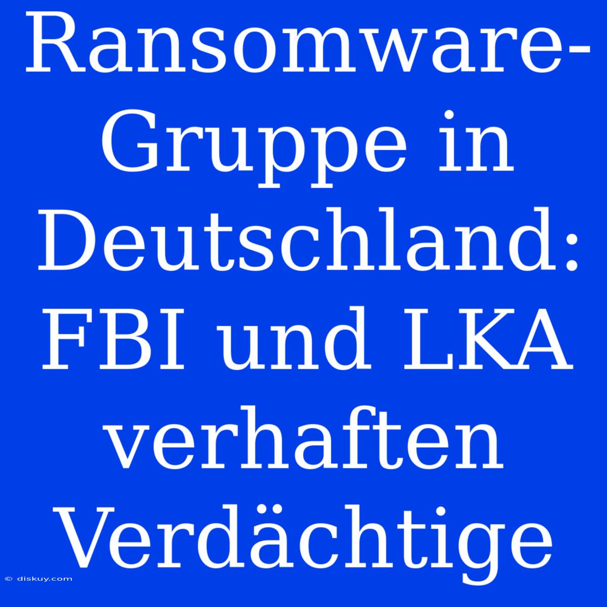 Ransomware-Gruppe In Deutschland: FBI Und LKA Verhaften Verdächtige