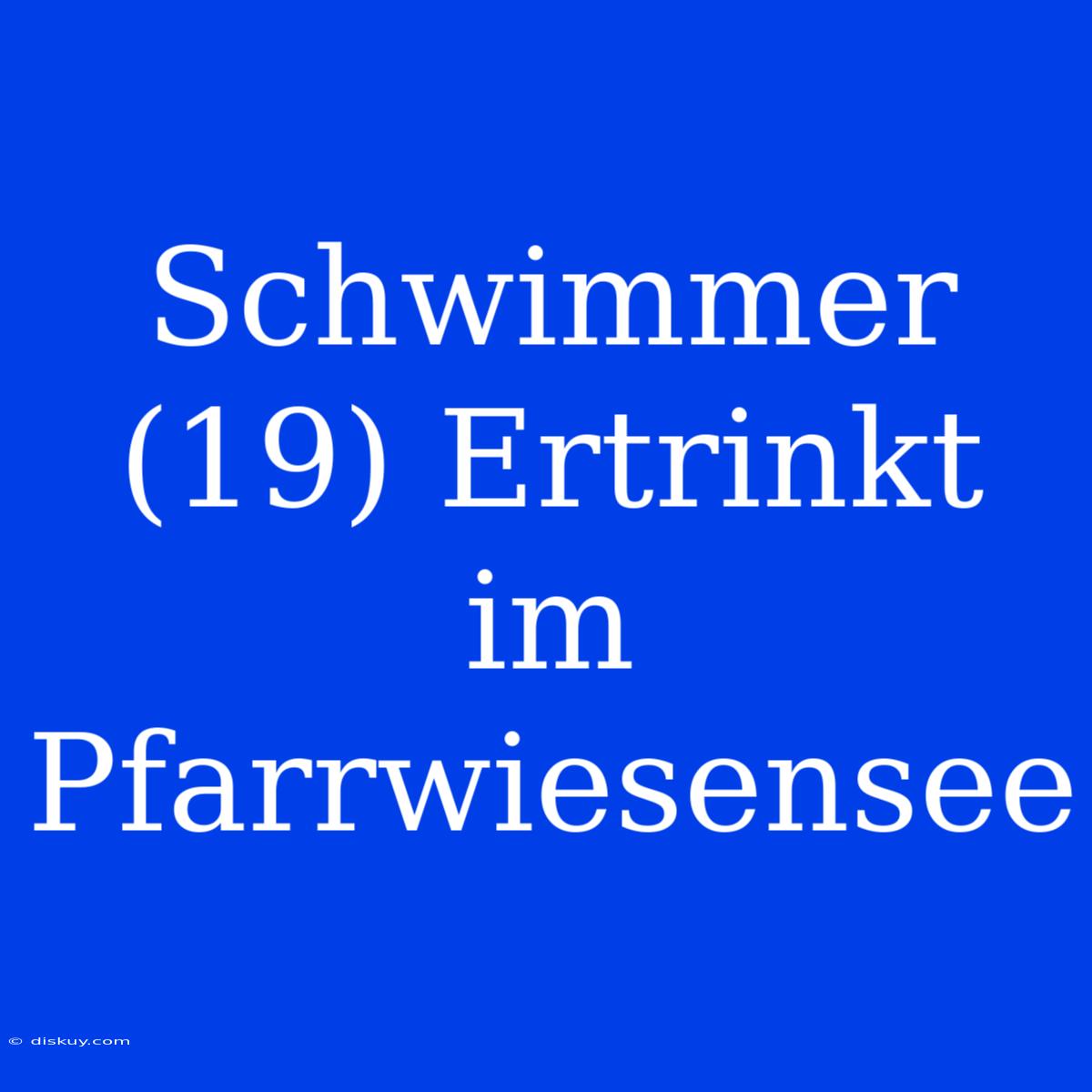 Schwimmer (19) Ertrinkt Im Pfarrwiesensee