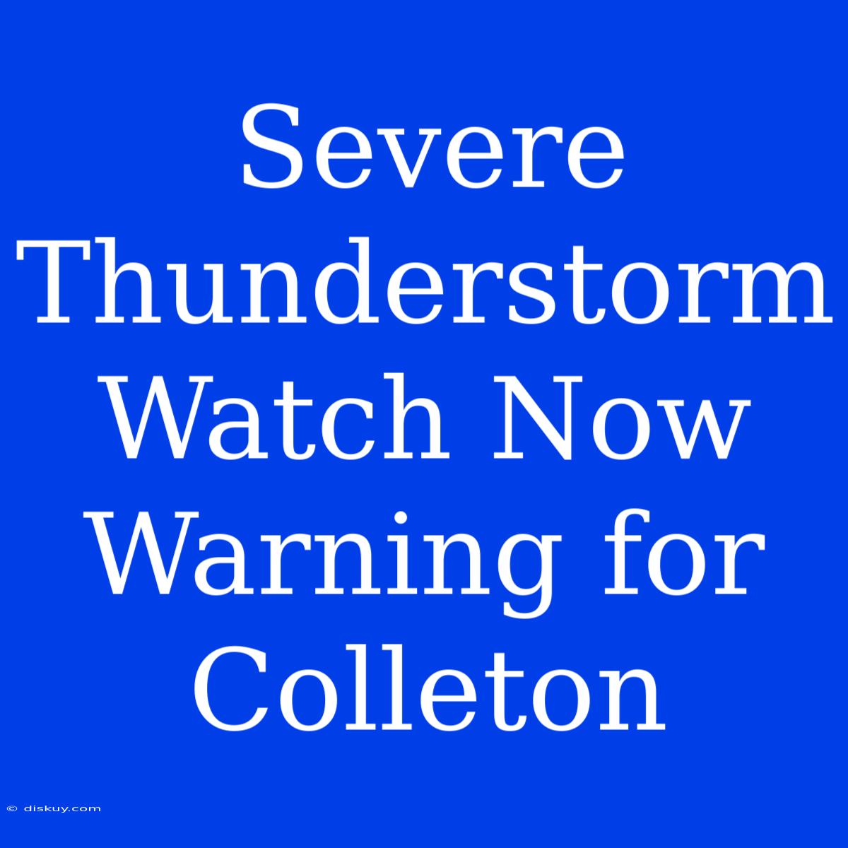 Severe Thunderstorm Watch Now Warning For Colleton