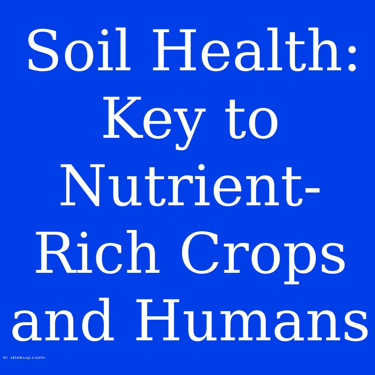 Soil Health: Key To Nutrient-Rich Crops And Humans