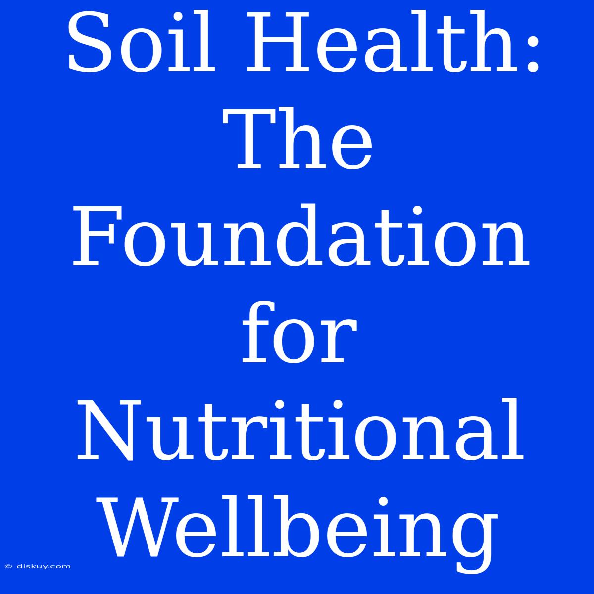 Soil Health:  The Foundation For Nutritional Wellbeing