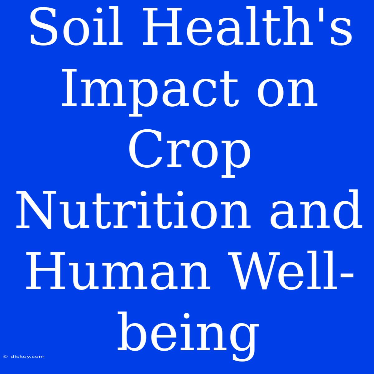 Soil Health's Impact On Crop Nutrition And Human Well-being