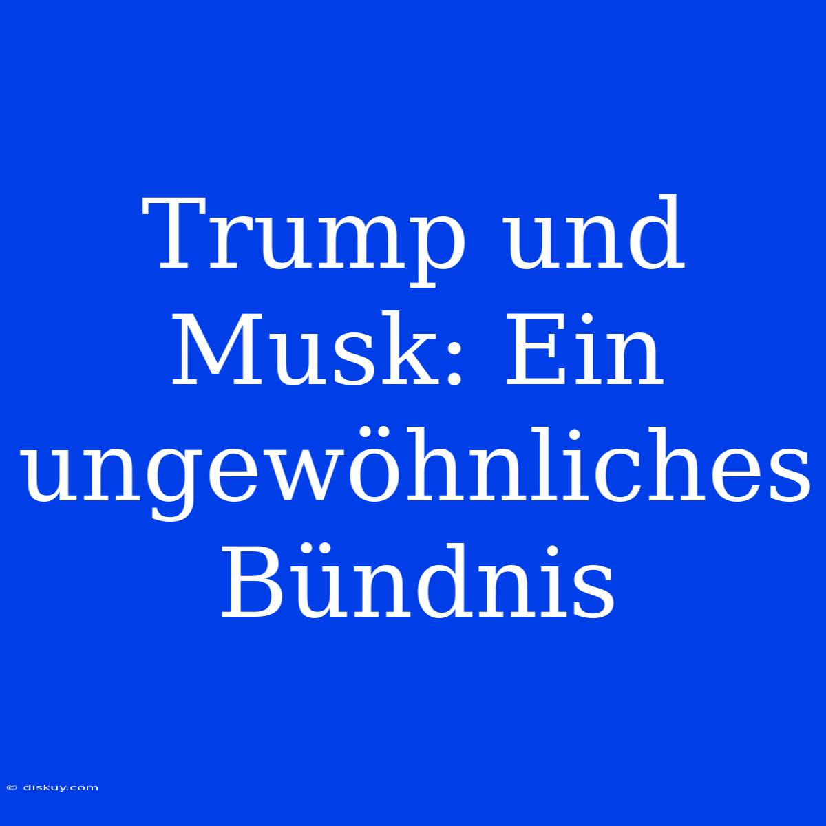 Trump Und Musk: Ein Ungewöhnliches Bündnis