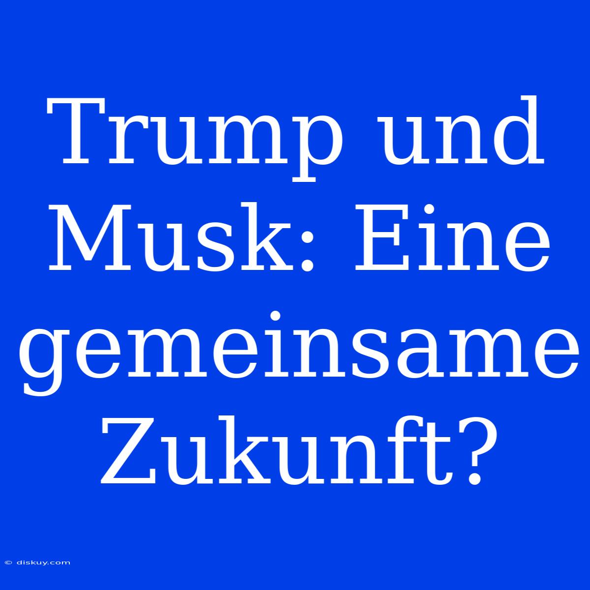 Trump Und Musk: Eine Gemeinsame Zukunft?