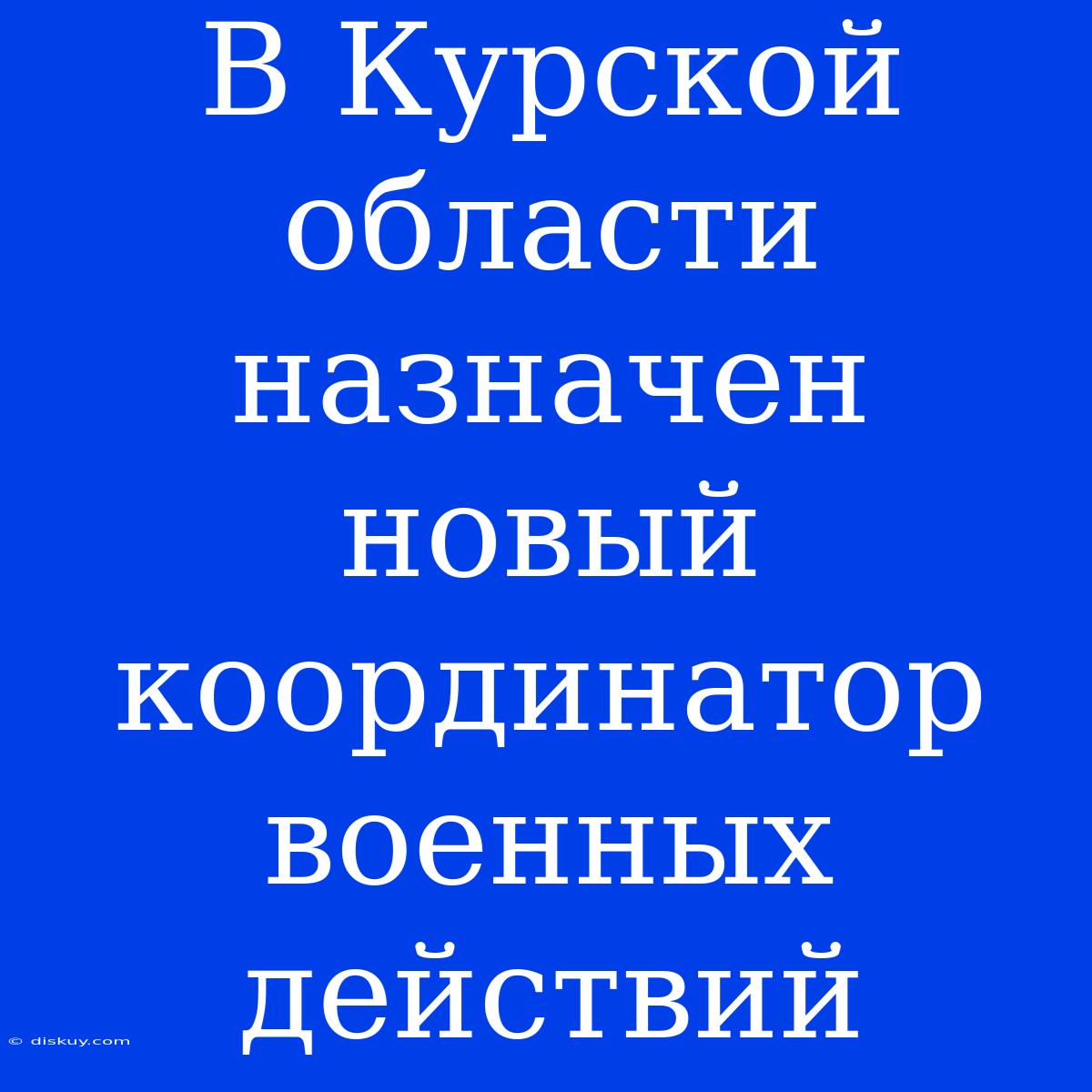 В Курской Области Назначен Новый Координатор Военных Действий