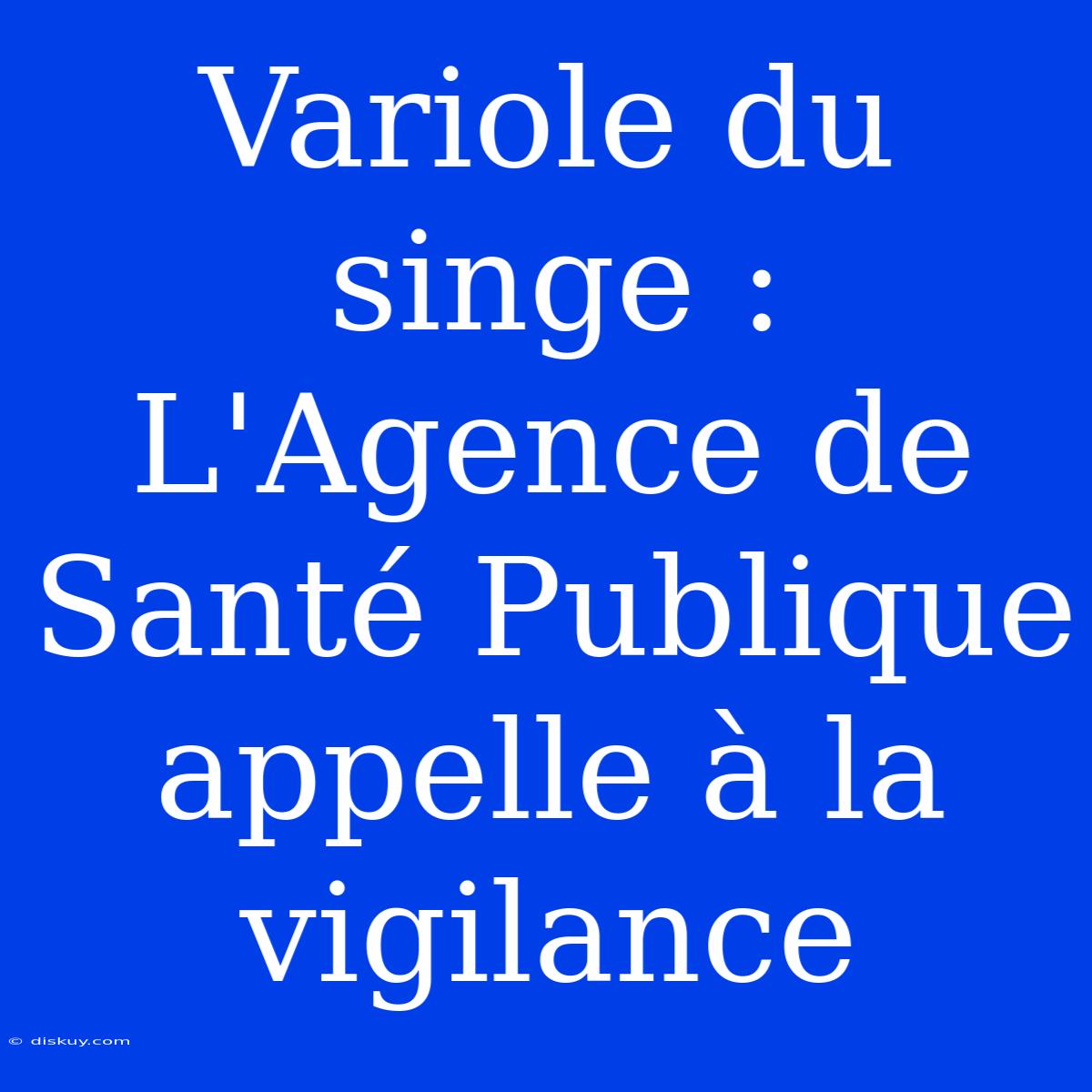 Variole Du Singe : L'Agence De Santé Publique Appelle À La Vigilance