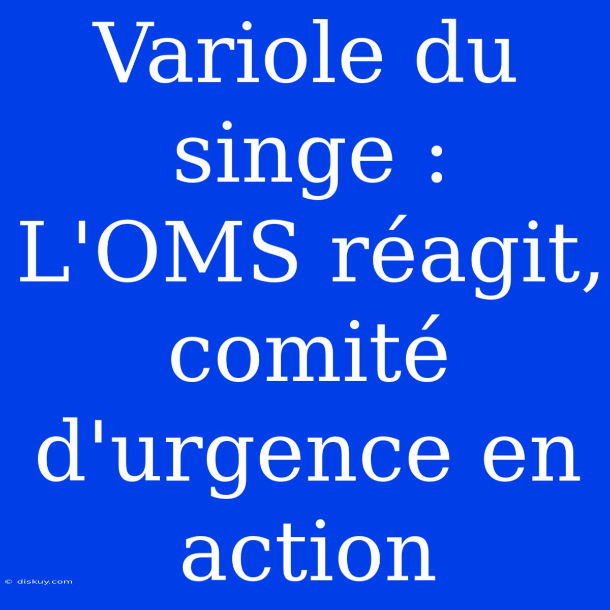 Variole Du Singe : L'OMS Réagit, Comité D'urgence En Action