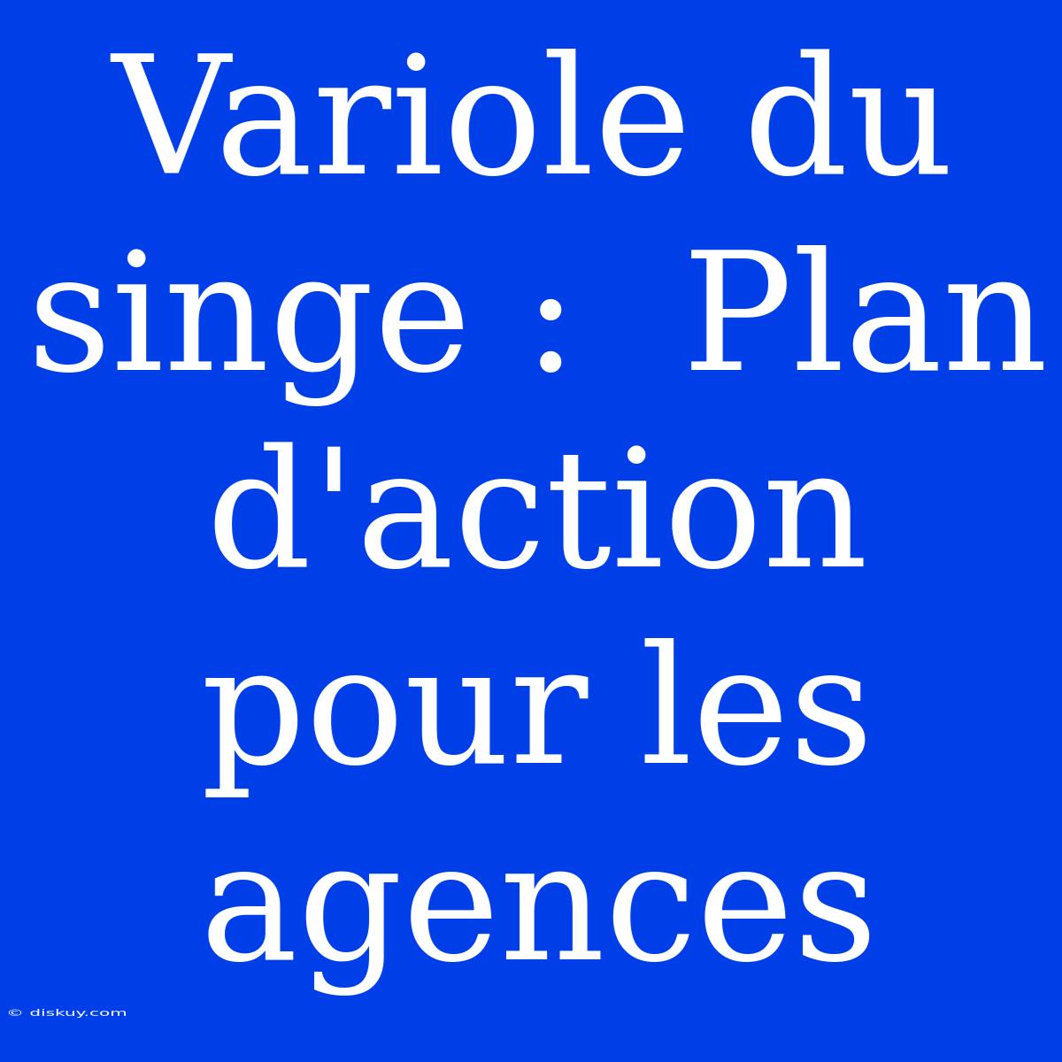 Variole Du Singe :  Plan D'action Pour Les Agences