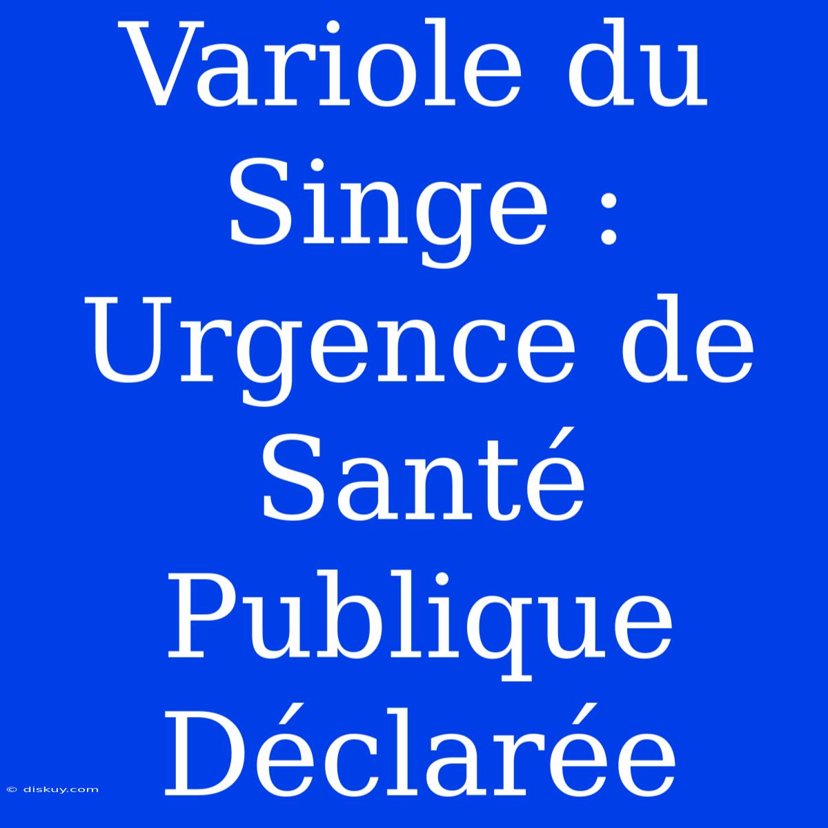 Variole Du Singe : Urgence De Santé Publique Déclarée