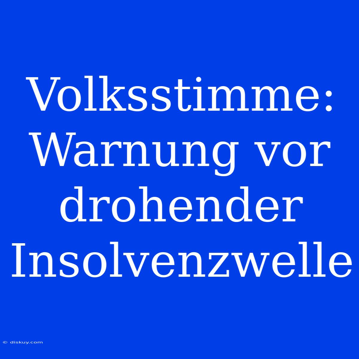 Volksstimme: Warnung Vor Drohender Insolvenzwelle