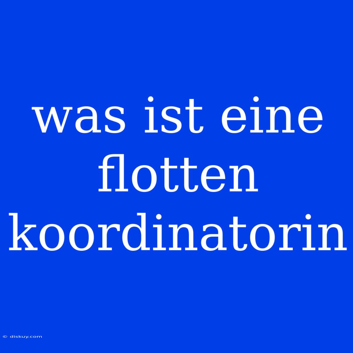 Was Ist Eine Flotten Koordinatorin