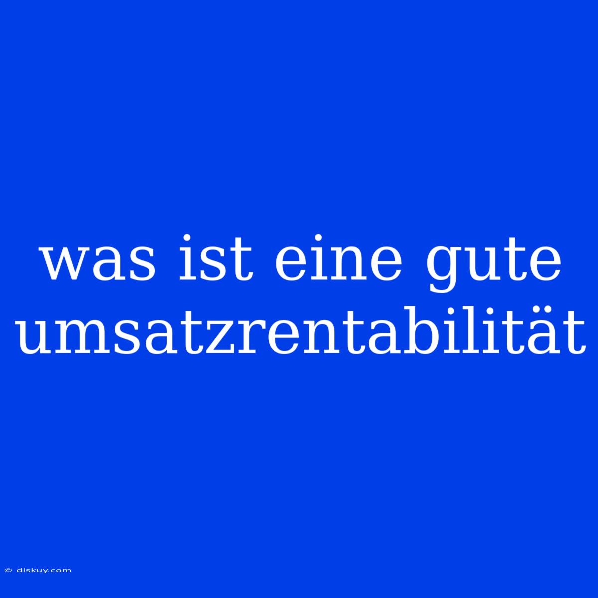 Was Ist Eine Gute Umsatzrentabilität