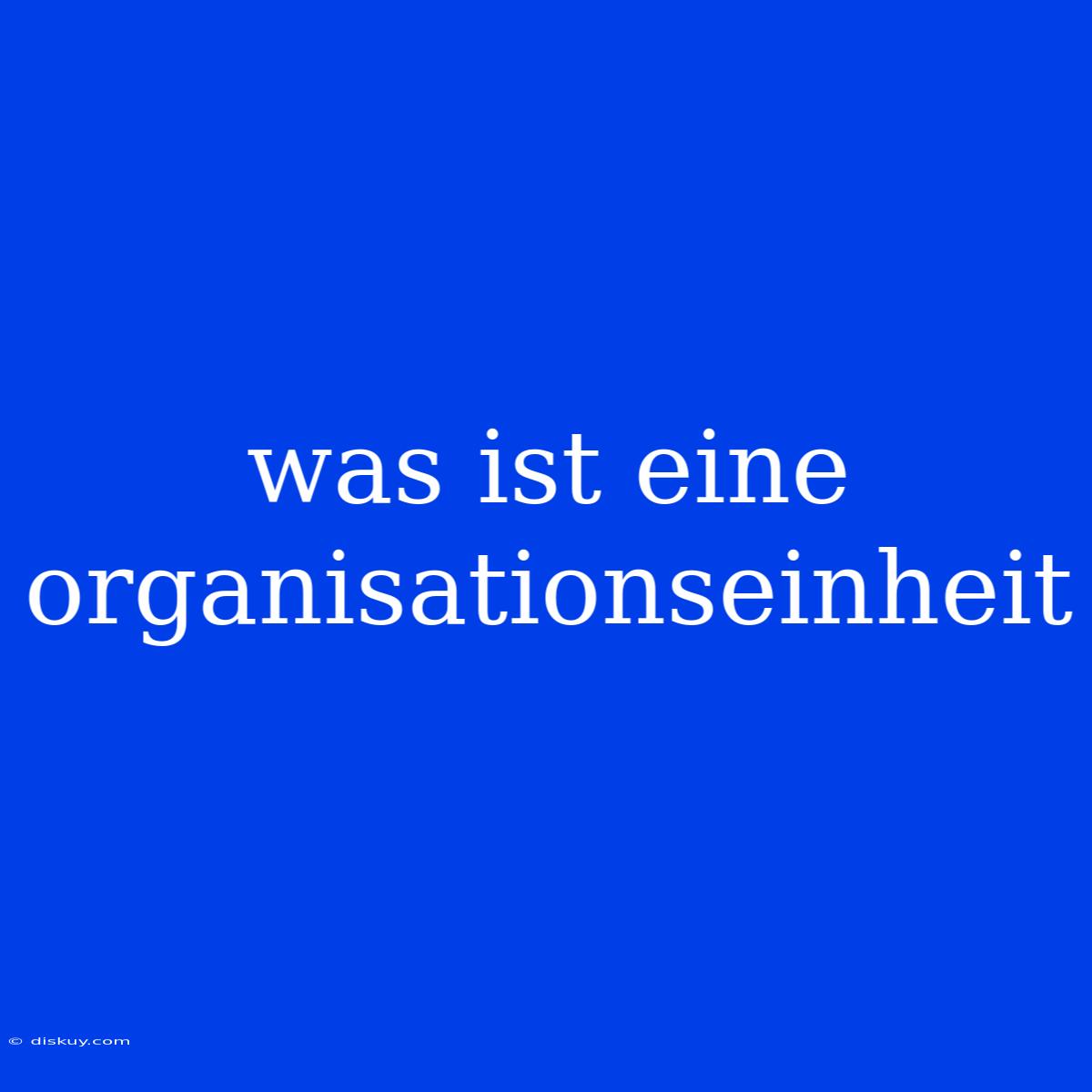 Was Ist Eine Organisationseinheit