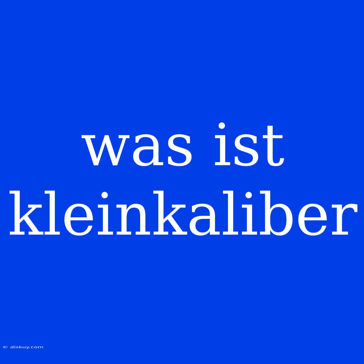 Was Ist Kleinkaliber