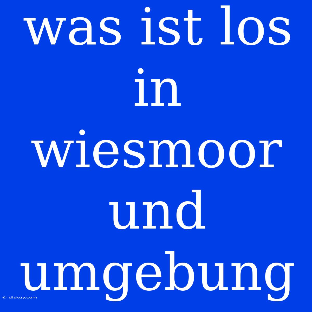 Was Ist Los In Wiesmoor Und Umgebung