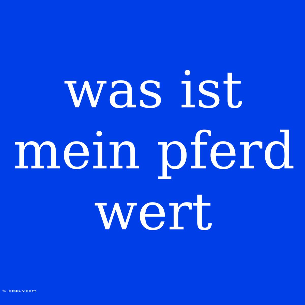 Was Ist Mein Pferd Wert